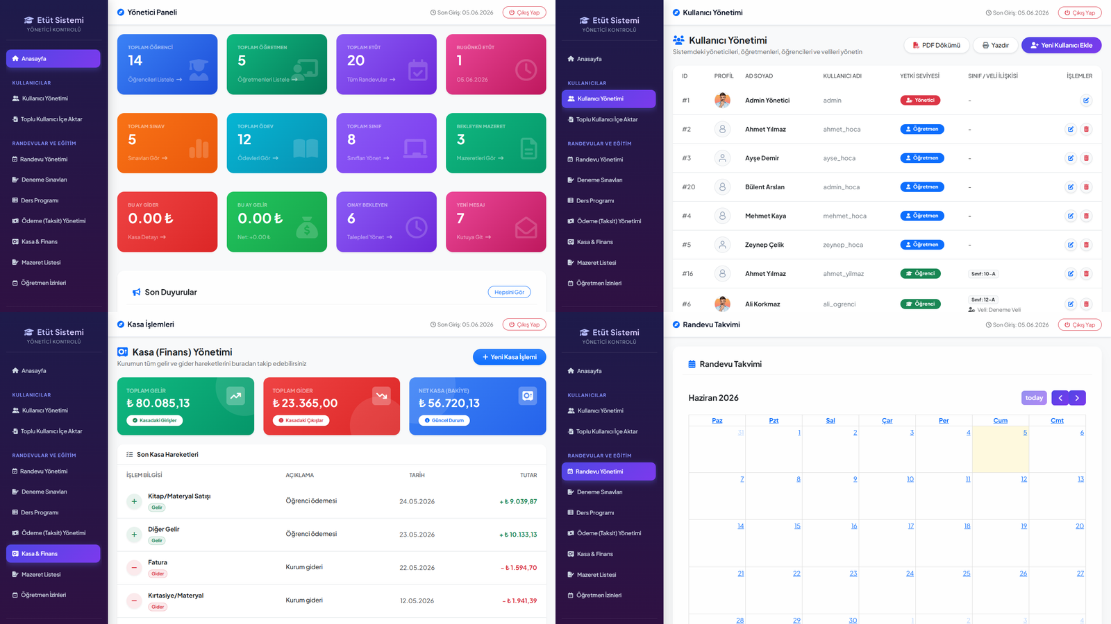 Etüt Randevu Sistemi - Online Etüt ve Öğrenci Takip Platformu